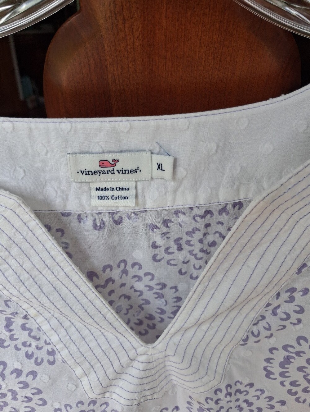 Vineyard Vines White/lavender Cotton Tunic XL EUC - Picture 2 of 7